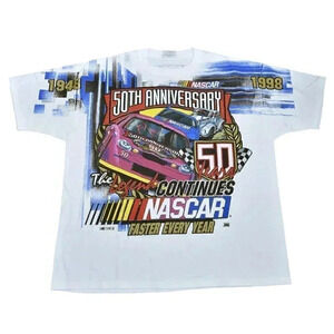 Vintage 1998 Nascar T-Shirt 50th Anniversary The Legend Continues AOP Size XL